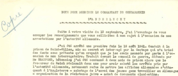 document de Renard relatant ses expriences d'occupation