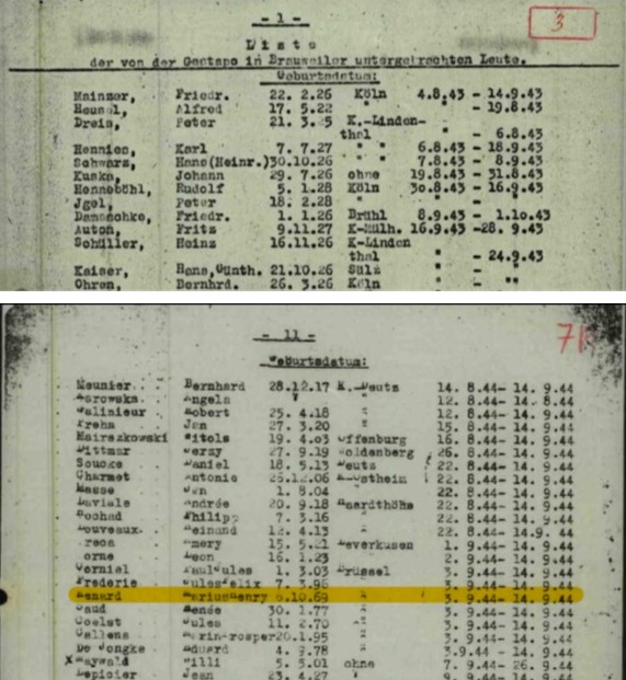 Liste des prisonniers  Brauweiler