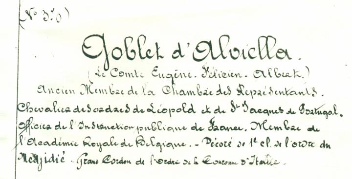 Extrait de la notice biographique du snateur Eugne Goblet dAlviella
