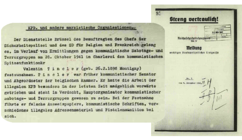 Vertrouwelijk rapport van het Reichssicherheitshauptamt over Tincler