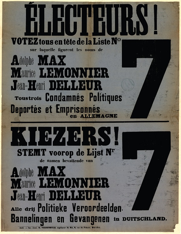 Verkiezingsaffiches 1919 - Archief Stad Brussel, EL-1919-4F