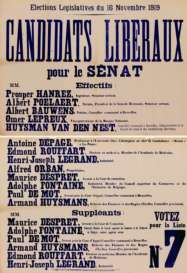 Affiches lectorales 1919 - Archives de la ville de Bruxelles