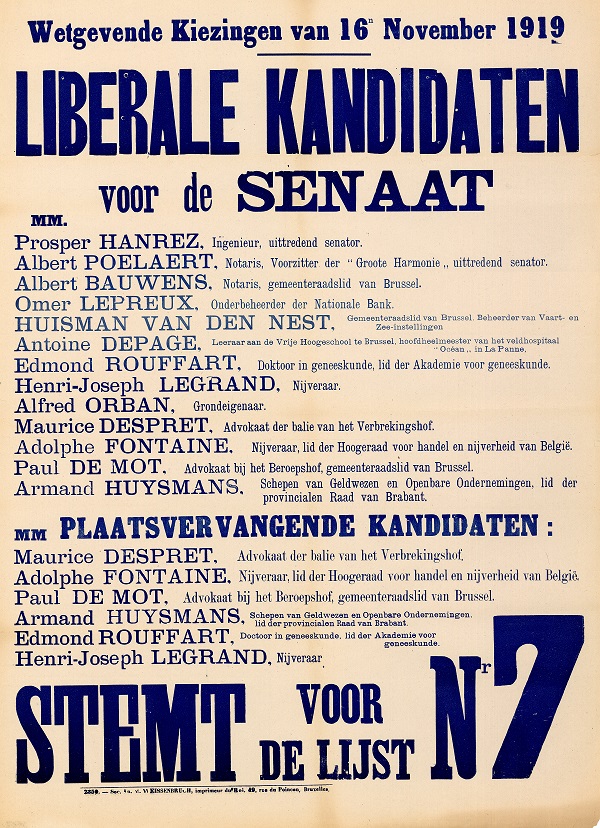 Affiches lectorales 1919 - Archives de la ville de Bruxelles