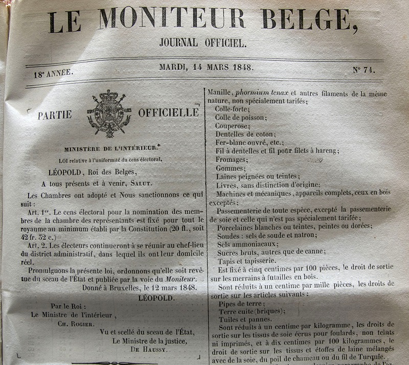 Moniteur belge du 14 mars 1848