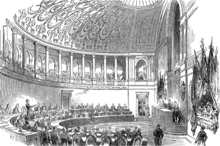Print showing the Senate plenary room in 1853